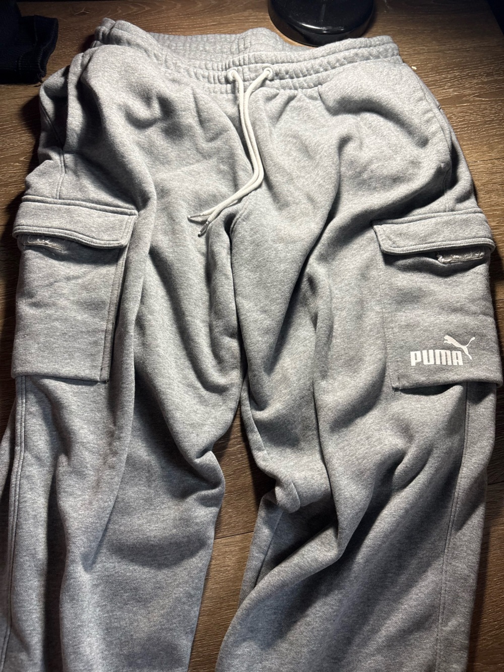 Puma Gray Cargo Sweatpants with Logo Pocket